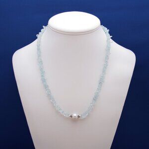 Aquamarine and Pearl Necklace